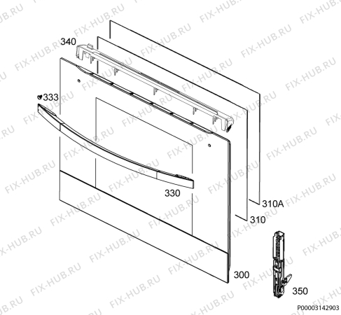 Взрыв-схема плиты (духовки) Zanussi ZOP37912XC - Схема узла Door